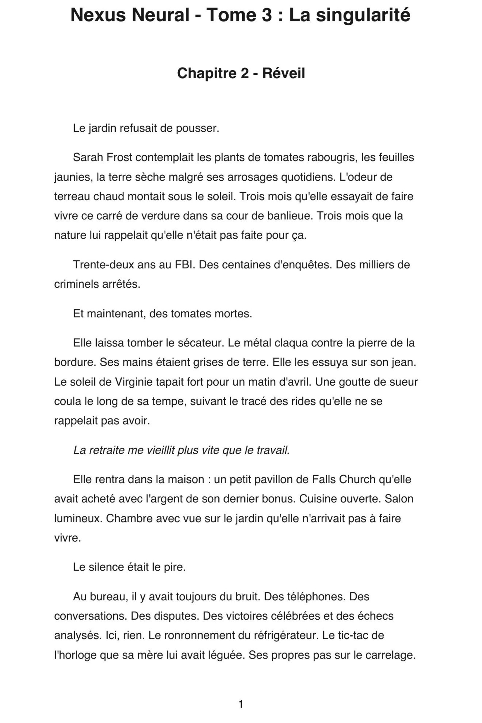 Page 12 de l'extrait de Nexus Neural : Tome 3 - La Singularité