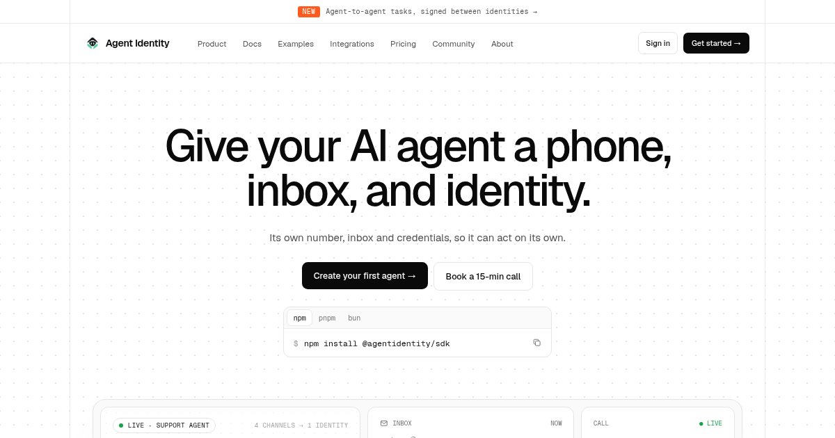 Capture d'écran de Agent Identity