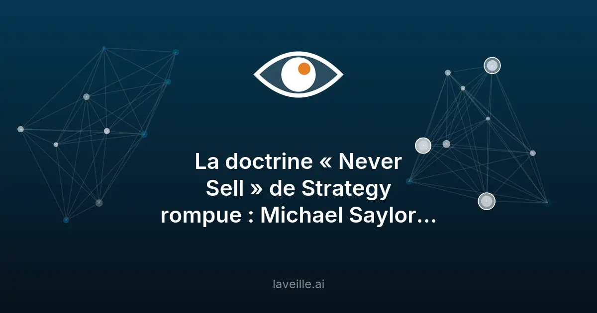 Strategy rompt sa doctrine « Never Sell » en vendant des bitcoins