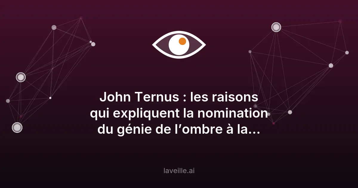 John Ternus nommé CEO d'Apple : transition vers l'IA et innovation